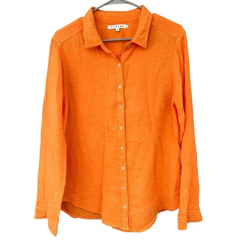 XiRENA Scout Long Sleeve 100% Cotton Button Down Shirt - Size Large - Orange